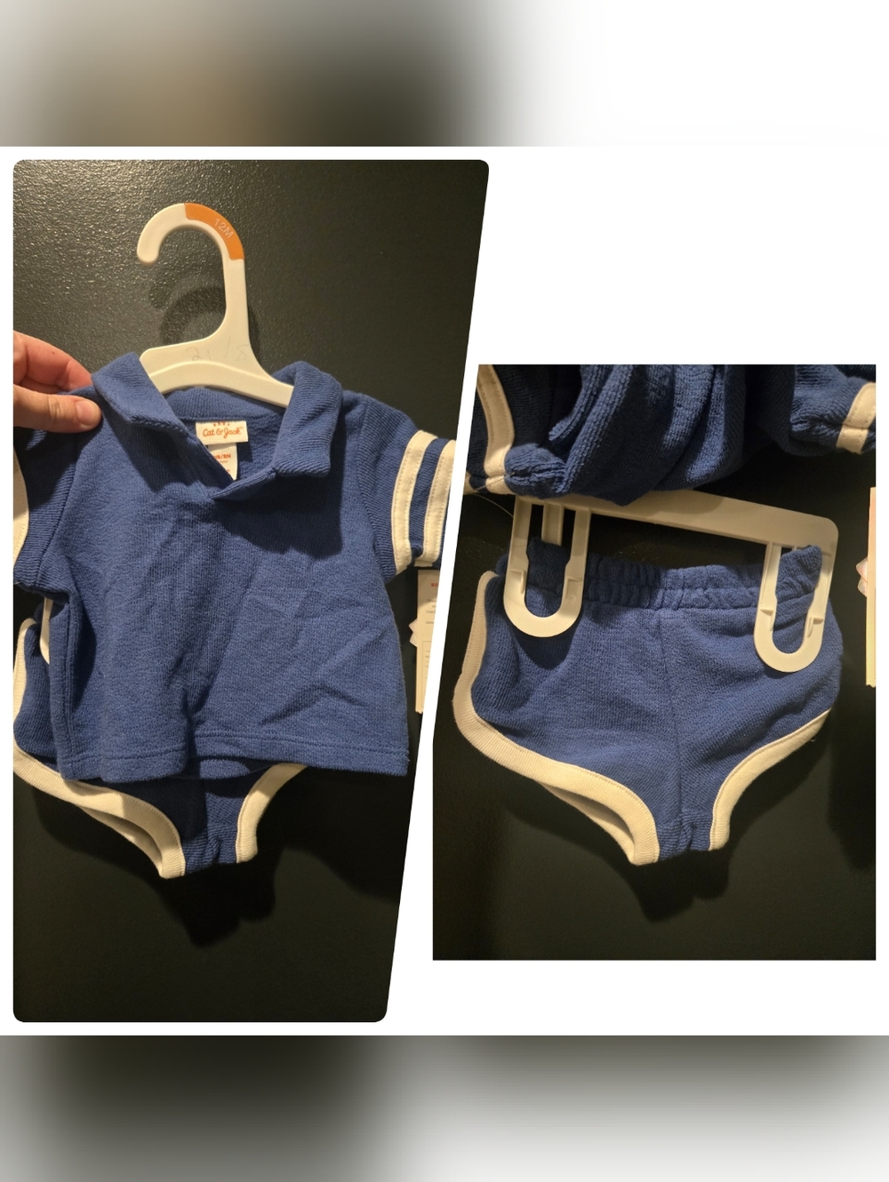 Blue Soft Towel Tee & Elastic Waist Shorts Set Newborn